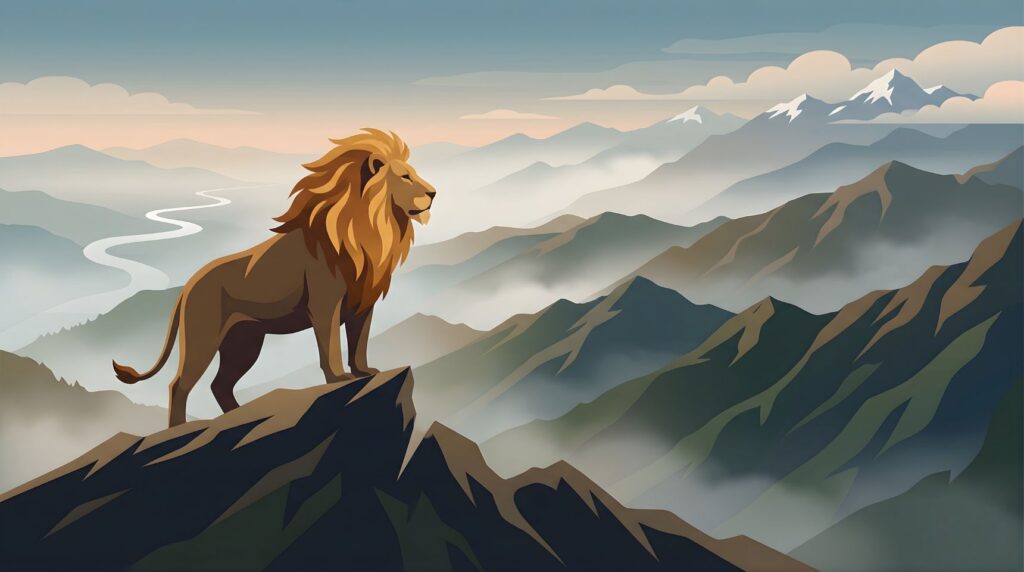 lion on mountain
